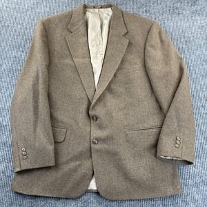 Barrington Blazer‎ Mens 46R Brown Herringbone Wool Lambswool Sport Coat 2 Button